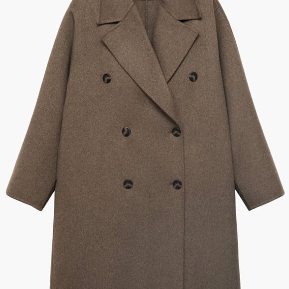 Mango Handmade Oversized Wool Coat Medium Brown - Picture 1 of 4